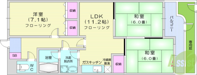 仙台市青葉区郷六のマンションの間取り