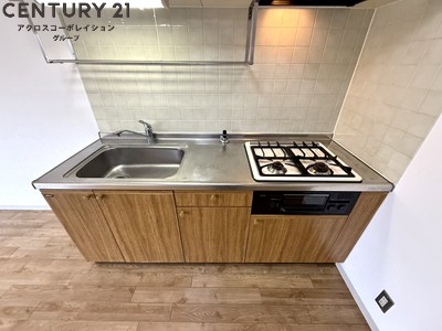 キッチン　2口ガスコンロ付で機能的なキッチンです！