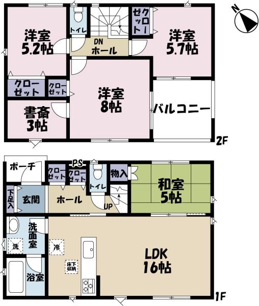 石岡市鹿の子 新築戸建の間取り写真