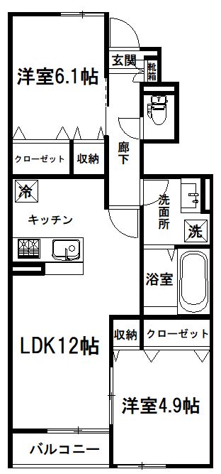 上尾市大字上野のアパートの間取り