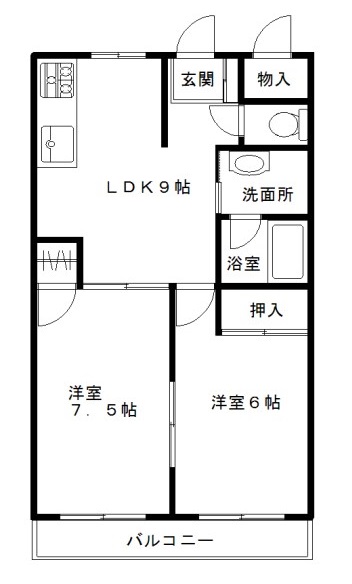 エリア21アクロスカイBの間取り