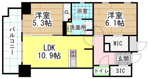 北九州市小倉北区鍛冶町のマンションの間取り