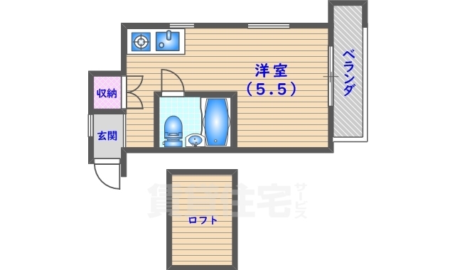 京都市右京区西京極西向河原町のマンションの間取り