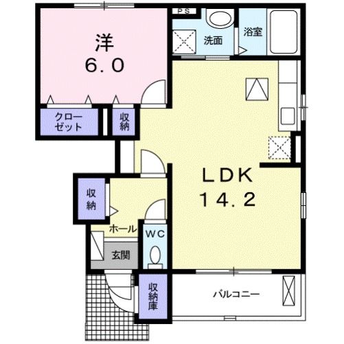 栗東市坊袋のアパートの間取り