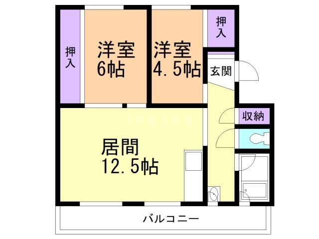 札幌市手稲区西宮の沢四条のマンションの間取り