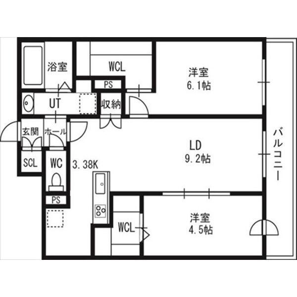 札幌市北区北十二条西のマンションの間取り