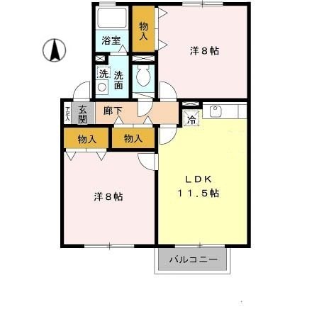 小野市黒川町のアパートの間取り