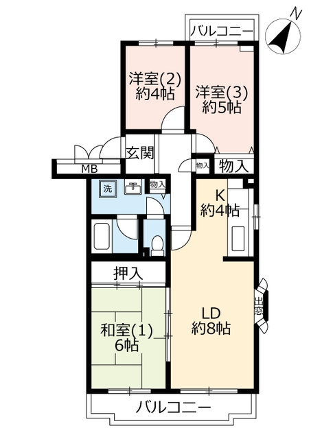 【ＵＲグリーンヒル鴨志田中央の間取り】