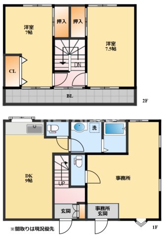 諫早市上野町のアパートの間取り