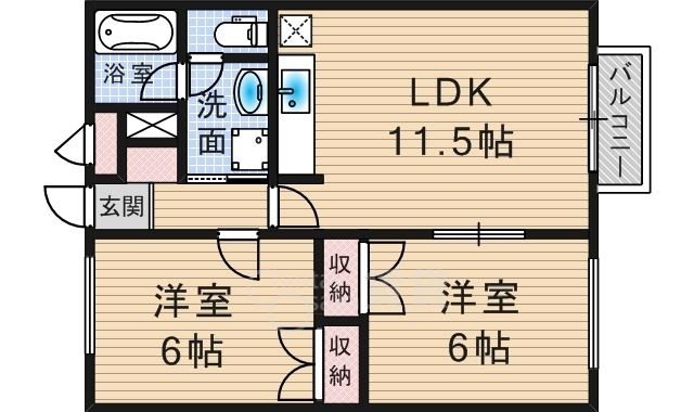 川西市萩原のアパートの間取り