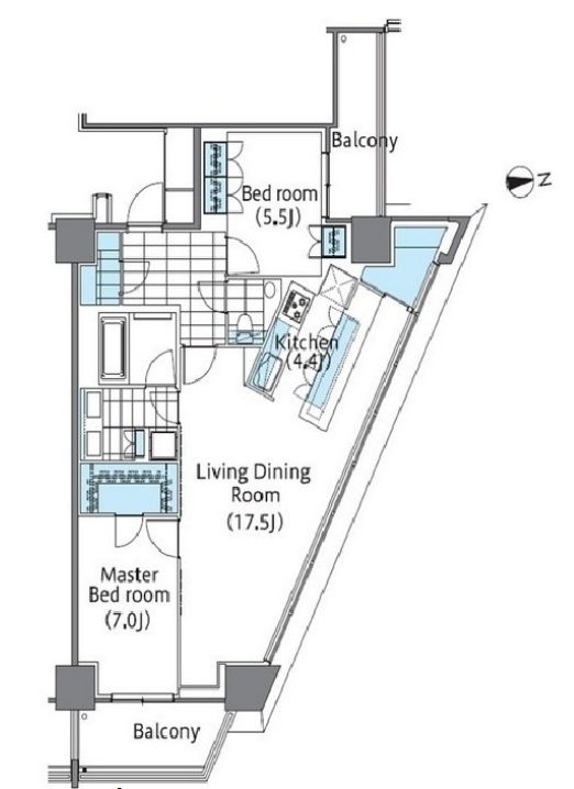 新宿区新宿のマンションの間取り