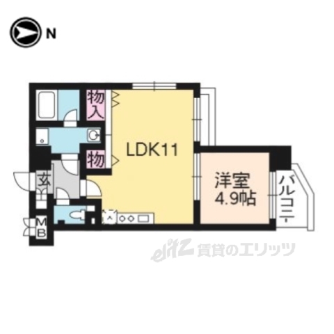 京都市上京区西町のマンションの間取り