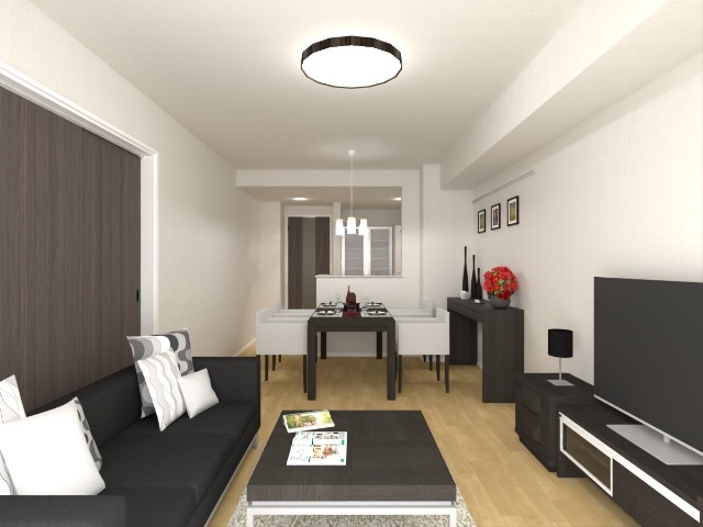 居室・リビング　２号室のＣＧ画像となります。居室カラーイメージ