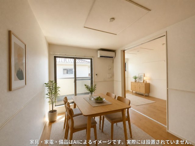 居室・リビング　※家具・家電・備品等はＡＩ画像生成により配置例を示したもので