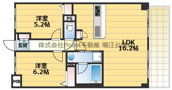 地下鉄中央線 深江橋駅 徒歩10分 7階建 築4年の間取り写真