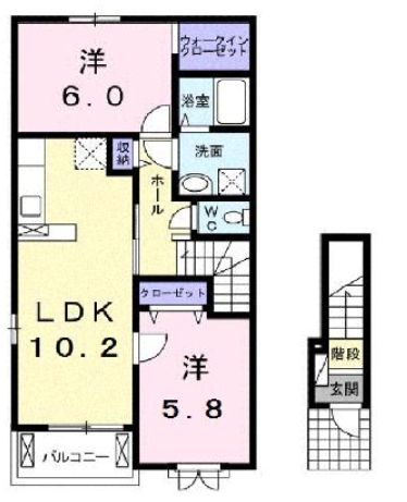 福山市加茂町大字八軒屋のアパートの間取り