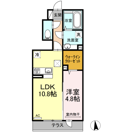 熊本市南区南高江のアパートの間取り