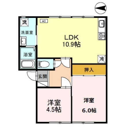 豊岡市庄境のアパートの間取り