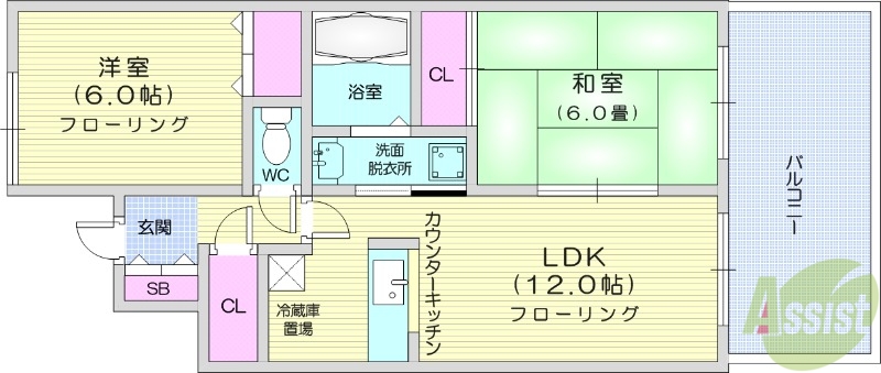 仙台市泉区南中山のマンションの間取り