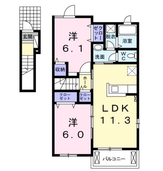 岡山市東区金岡西町のアパートの間取り