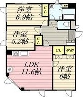 札幌市西区西野七条のマンションの間取り