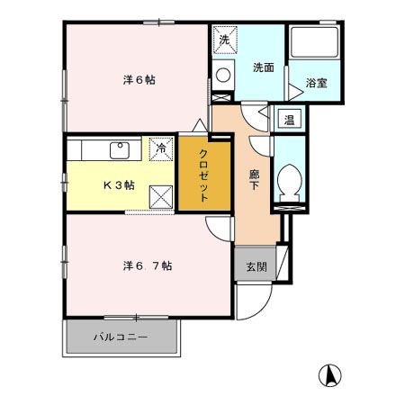 小松市白江町のアパートの間取り