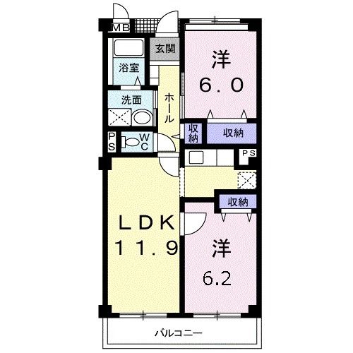 柴田郡柴田町船岡中央のマンションの間取り