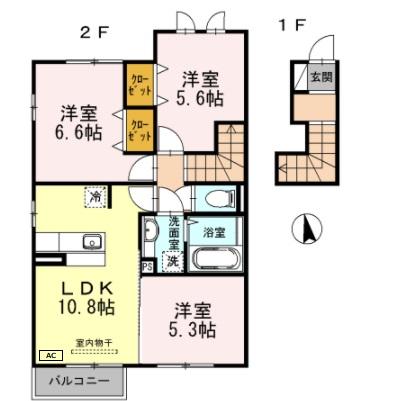 【姫路市飾磨区阿成植木のアパートの間取り】