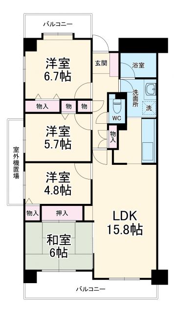 市川市南大野のマンションの間取り