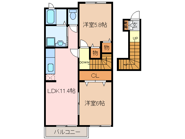 度会郡玉城町中楽のアパートの間取り