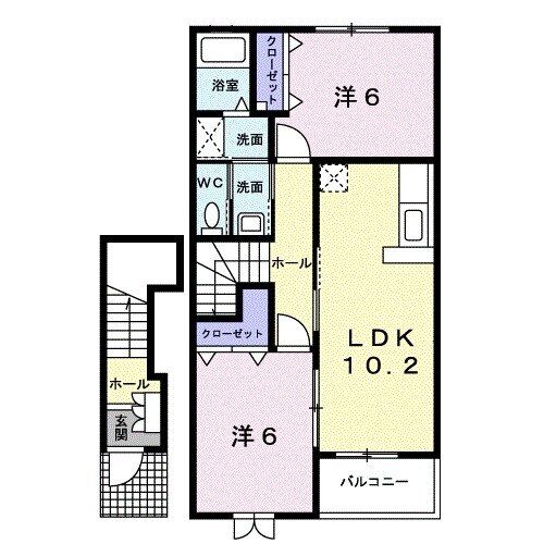 一宮市木曽川町黒田のアパートの間取り