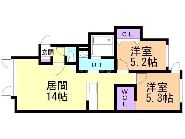 名寄市東二条南のアパートの間取り