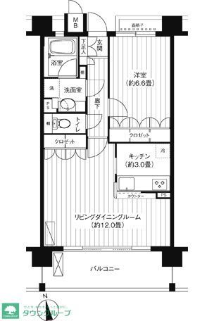 港区港南のマンションの間取り