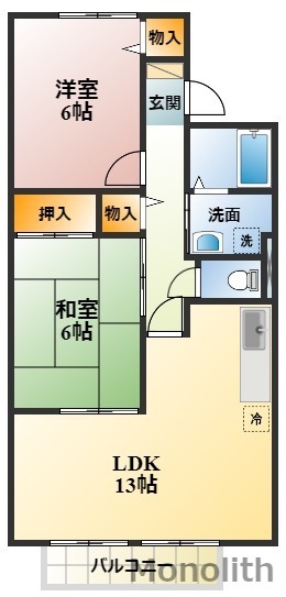 泉北郡忠岡町高月南のアパートの間取り