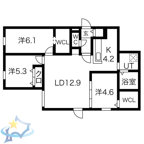 【札幌市西区山の手二条のマンションの間取り】