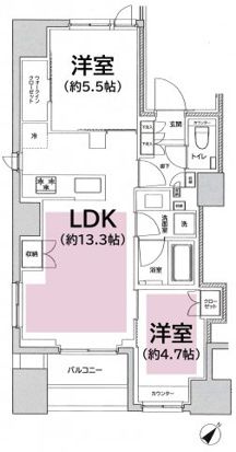 中央区築地のマンションの間取り