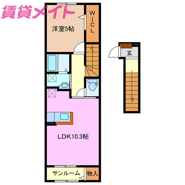 四日市市大字西阿倉川のアパートの間取り