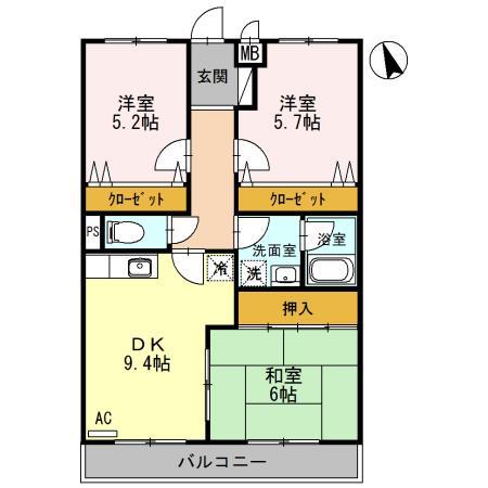 脇マンション塩焼の間取り