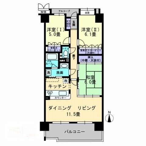 高松市多肥下町のマンションの間取り