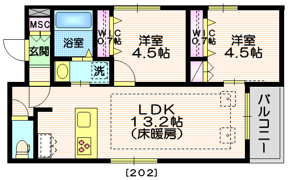 世田谷区桜新町のマンションの間取り