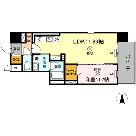 岡山市北区表町のマンションの間取り