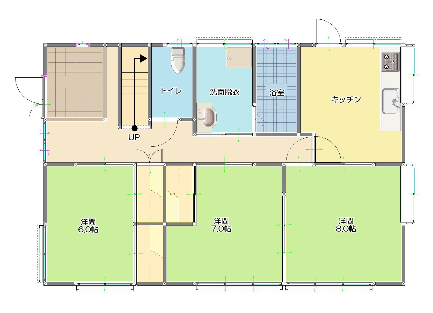 【前橋市上泉戸建て貸住宅の間取り】