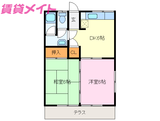 伊勢市藤里町のアパートの間取り