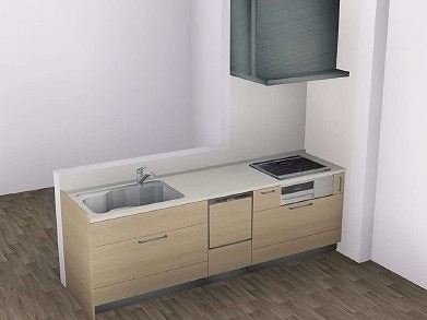 キッチン　戸建仕様スライド式キッチン2550ｍｍ。水道代節約の食洗機有