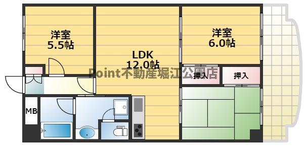 地下鉄谷町線 谷町六丁目駅 徒歩4分 7階建 築37年の間取り写真