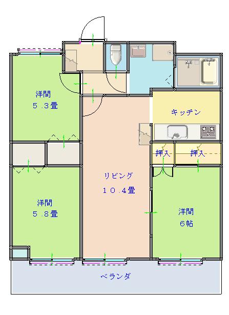 東広島市西条昭和町のマンションの間取り