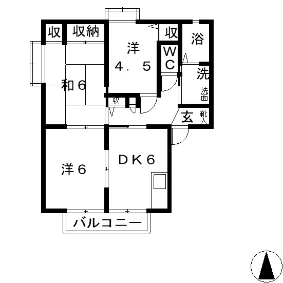 浅口市金光町大谷のアパートの間取り