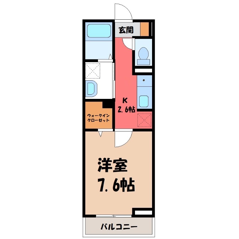 鹿沼市蓬莱町のアパートの間取り