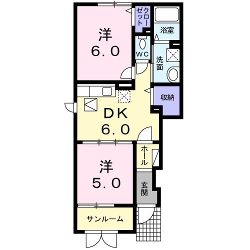 金沢市若松町のアパートの間取り