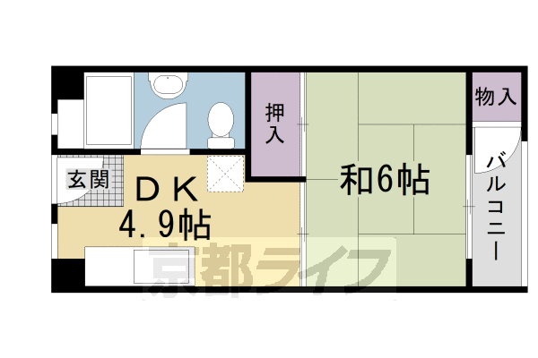 京都市中京区西ノ京南原町のマンションの間取り